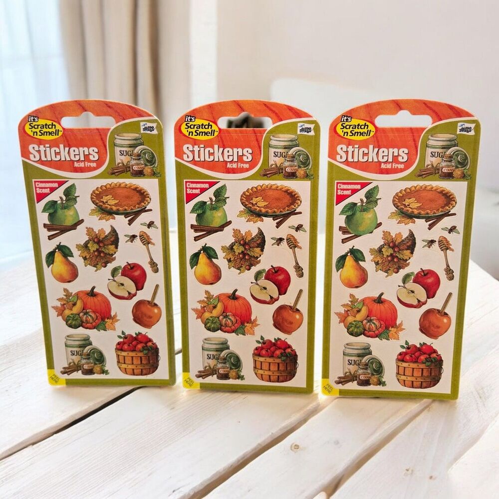 Scratch 'n Smell Stickers Vintage Mello Smello Cinnamon Scent Fall Autumn Food